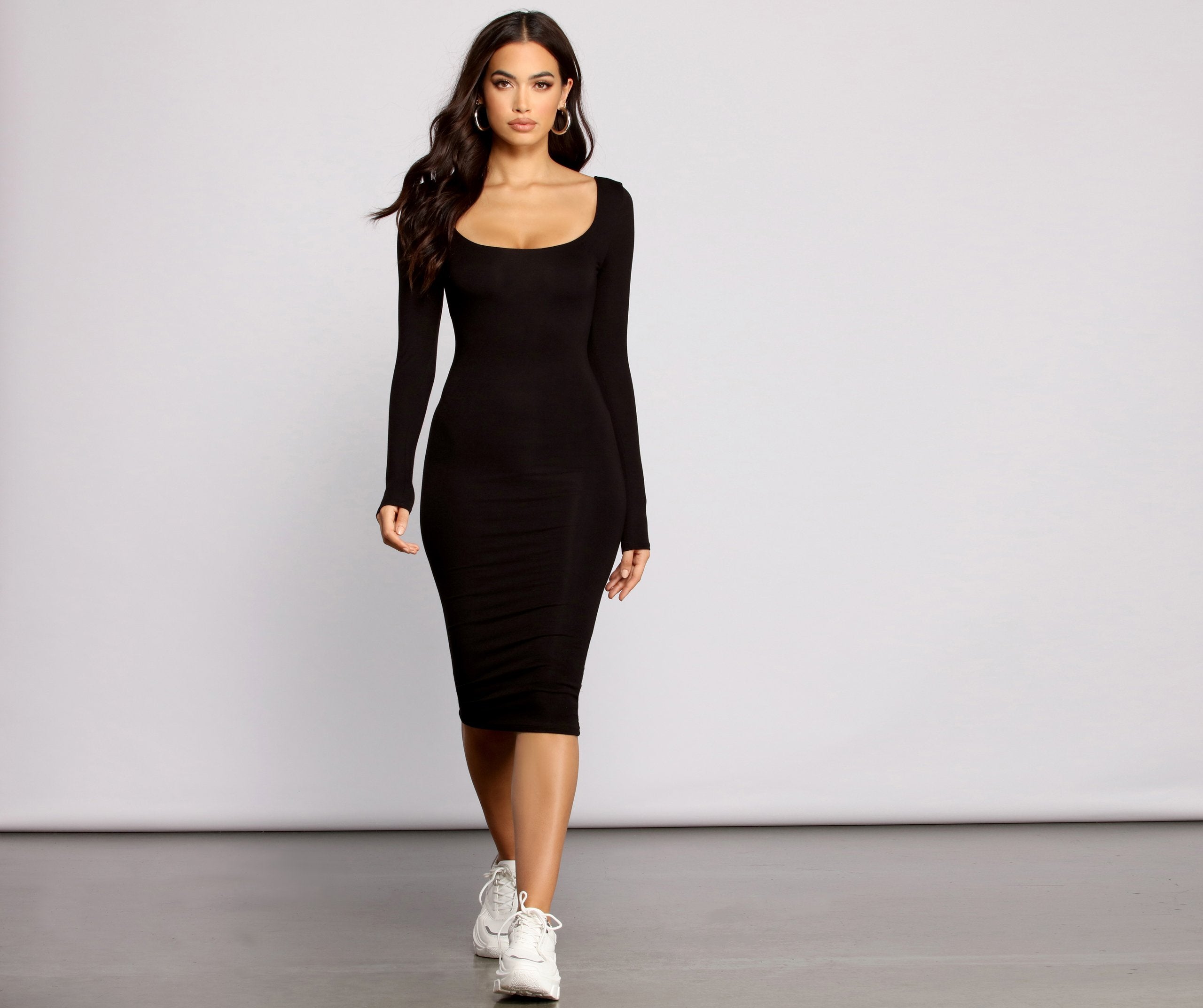 Lovin' Knit Stylish Basic Midi Dress InsStreet