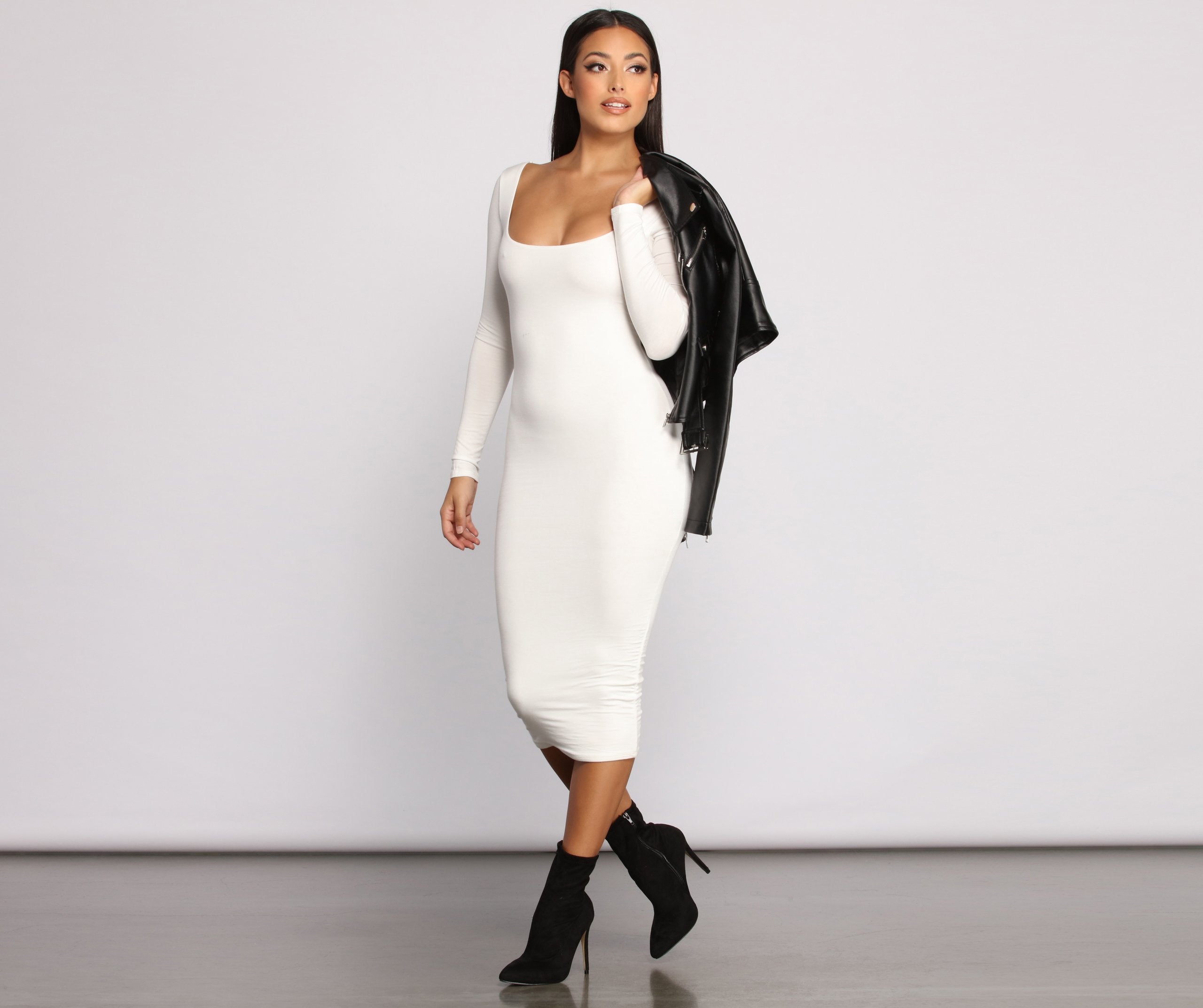 Lovin' Knit Stylish Basic Midi Dress InsStreet