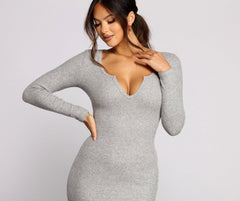 Keepin' Knit Simple Charming Ribbed Midi Dress InsStreet