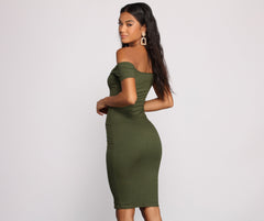 All Buttoned Up Off Graceful The Shoulder Midi Dress InsStreet