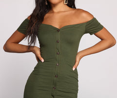 All Buttoned Up Off Graceful The Shoulder Midi Dress InsStreet