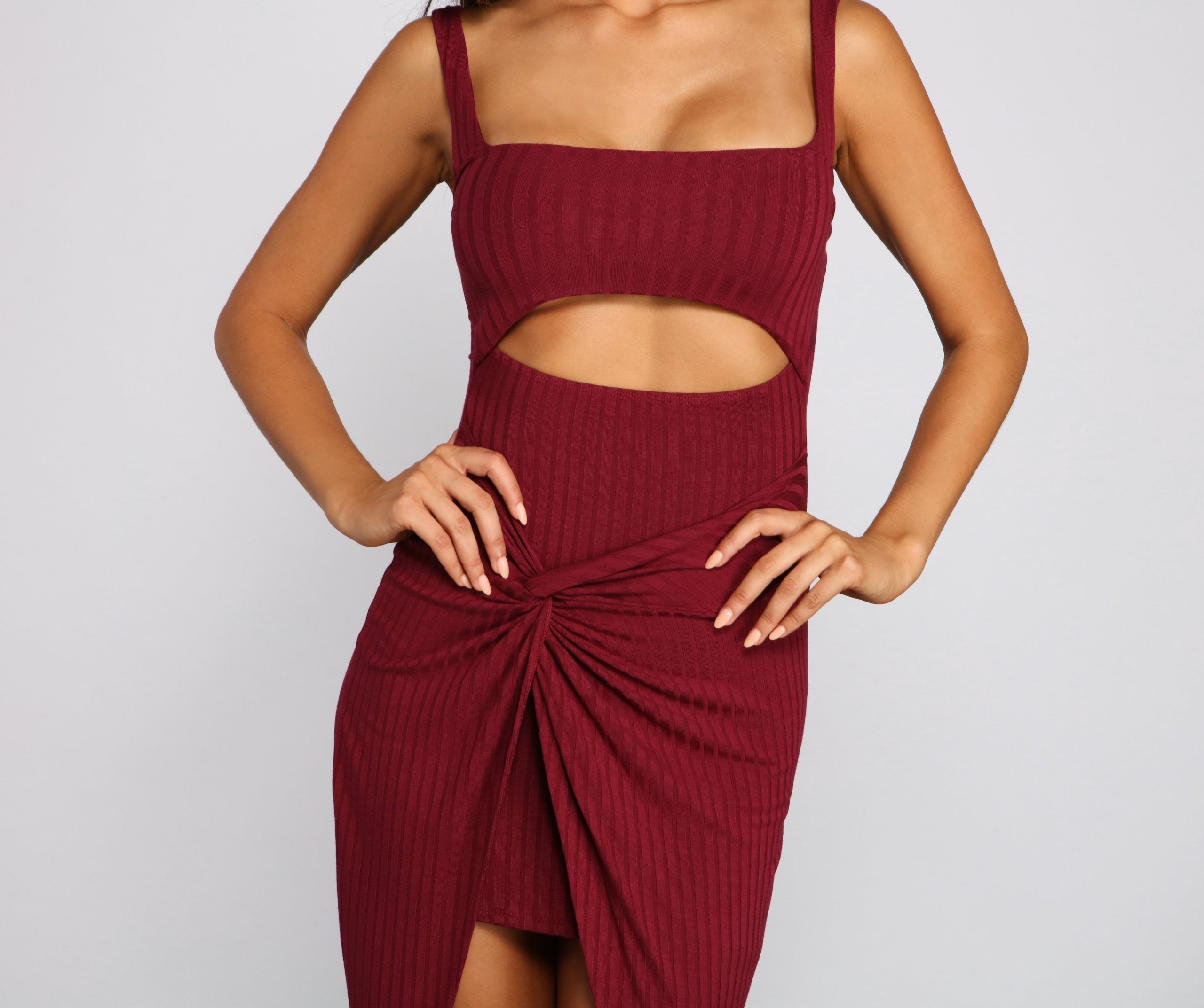 Keeping Knit Chic Charming Cutout Midi Dress InsStreet