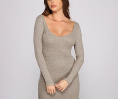 Keeping Knit Cute and Graceful Casual Ribbed Midi Dress InsStreet