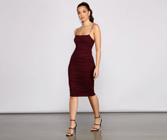 Heart Of Glam Charming Ruched Midi Dress InsStreet