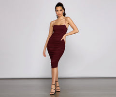 Heart Of Glam Charming Ruched Midi Dress InsStreet