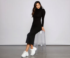 Basic Mood Ribbed Charming Knit Maxi Dress InsStreet