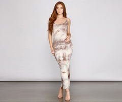 Fab And Retro Tie-Dye Graceful High Slit Maxi Dress InsStreet