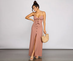 Effortless Style Stylish Tie-Front Maxi Dress InsStreet