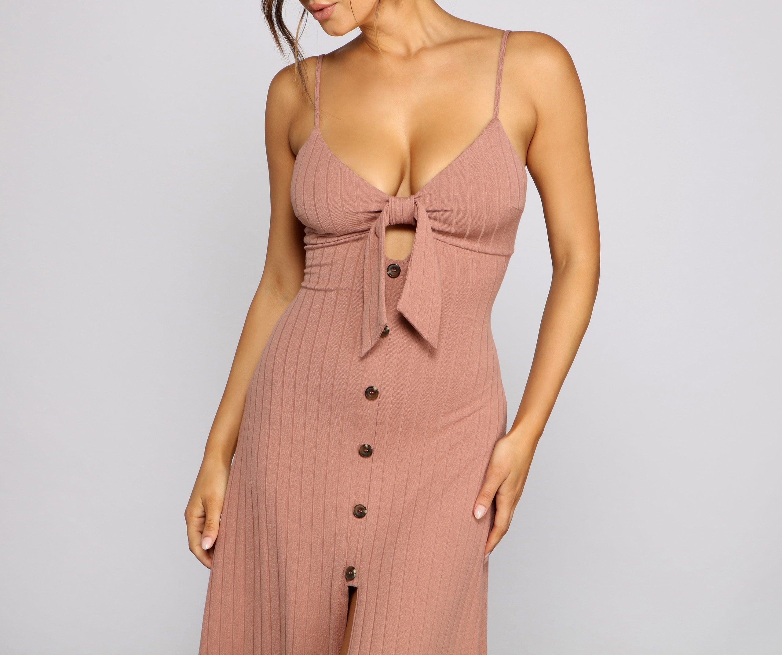 Effortless Style Stylish Tie-Front Maxi Dress InsStreet