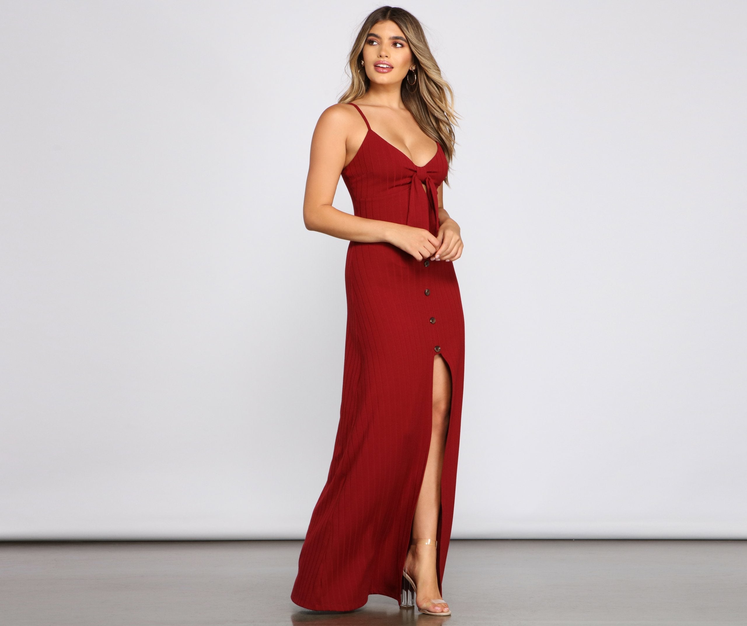 Effortless Style Stylish Tie-Front Maxi Dress InsStreet