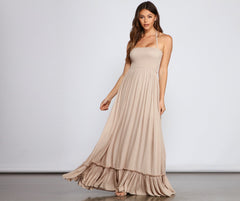 Go With The Charming Flow Smocked Maxi Dress InsStreet