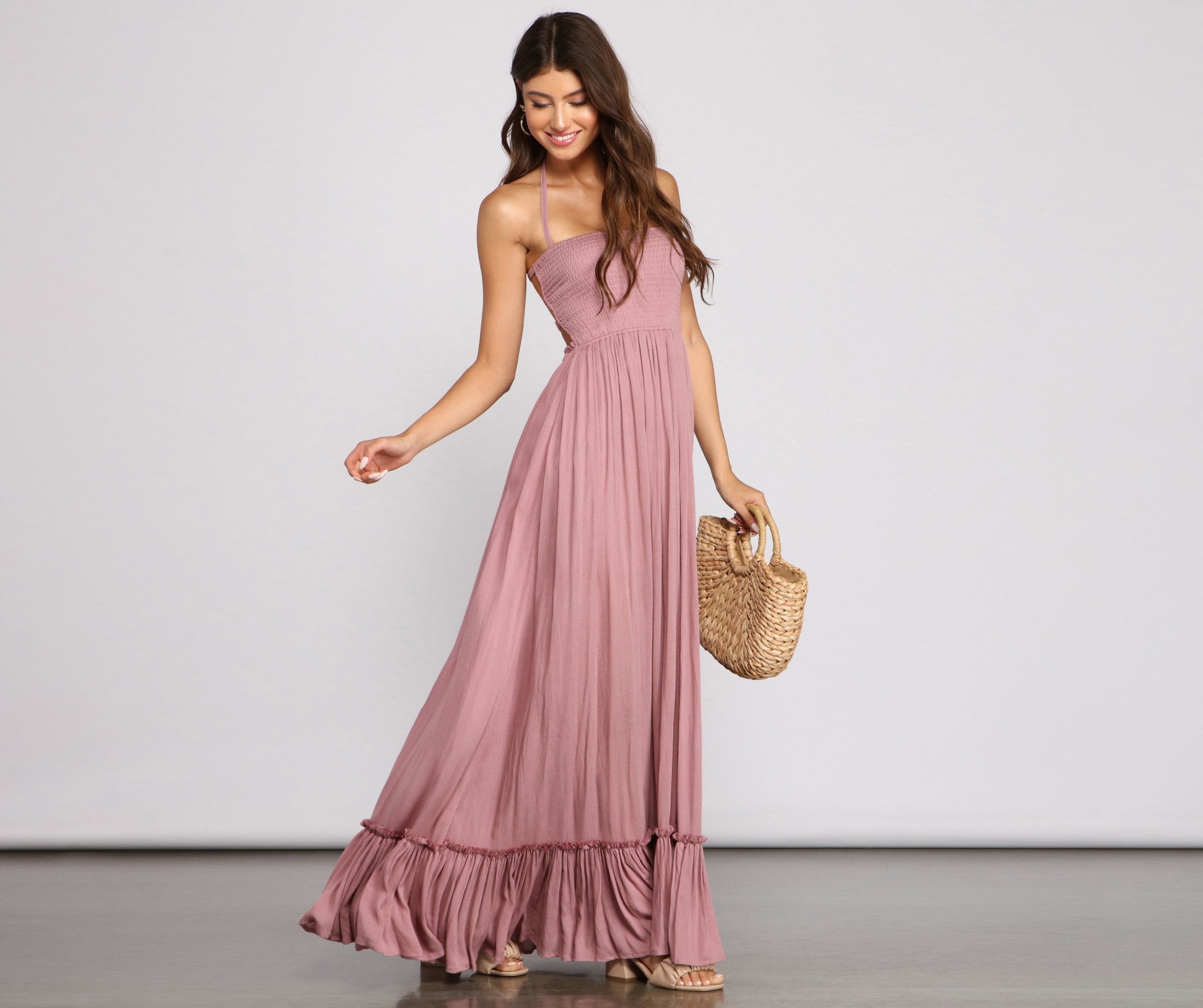 Go With The Charming Flow Smocked Maxi Dress InsStreet