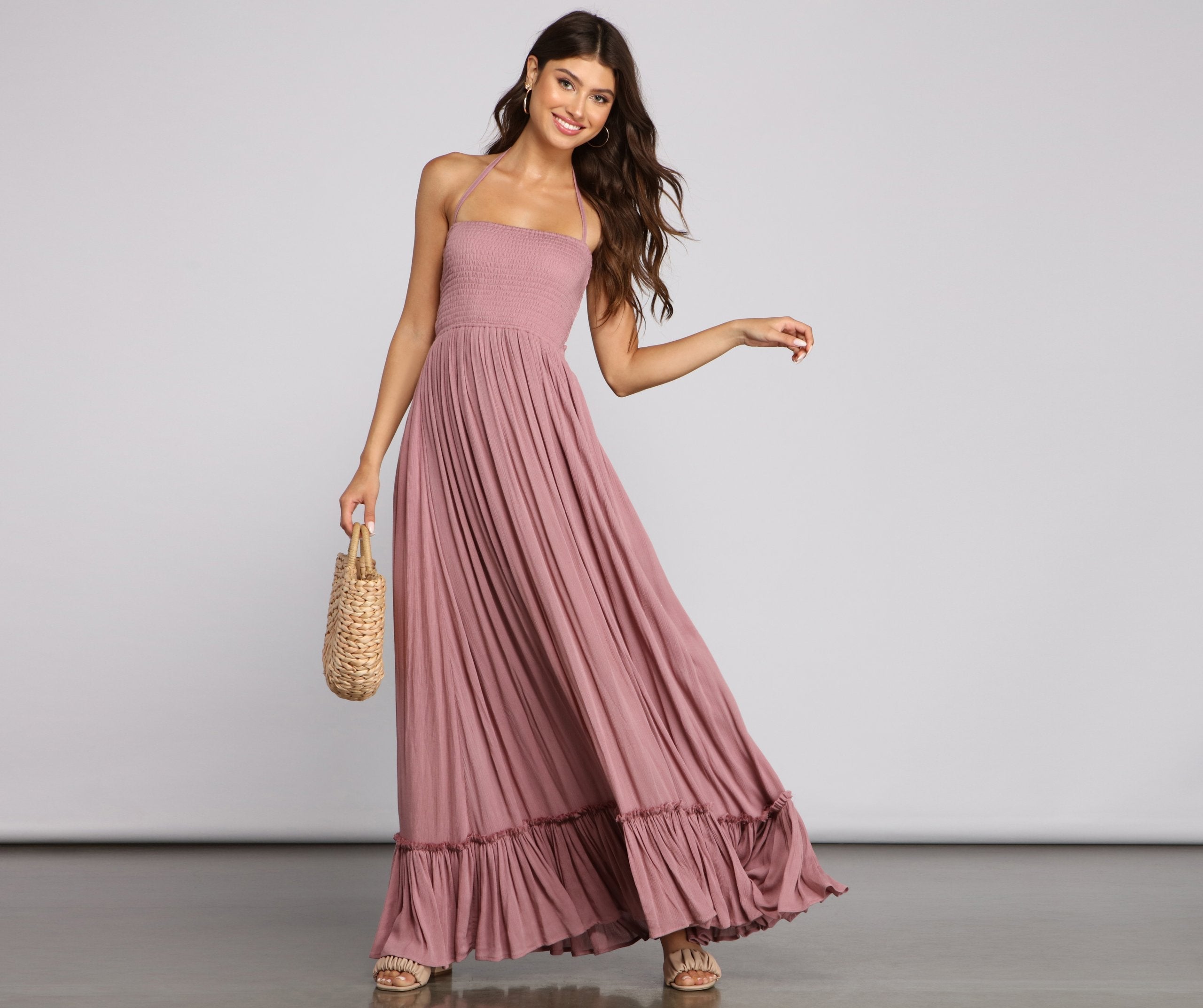 Go With The Charming Flow Smocked Maxi Dress InsStreet