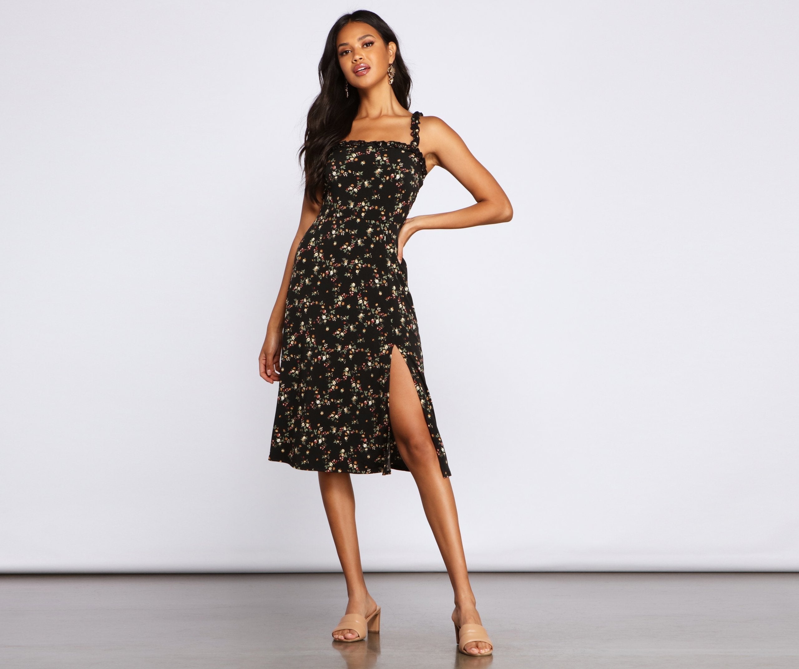 Floral Babe Stylish Sleeveless Midi Dress InsStreet