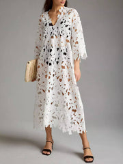 Lace Cover Up Charming Beach Midi Dress InsStreet