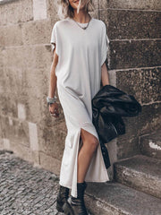 Effortless Open Sleeve Slit Graceful Oversized T-shirt Midi Dress InsStreet