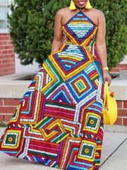 Printed Halter Maxi Dress Ins Street