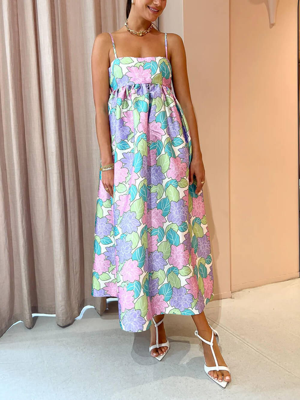 Beautiful Temperament Printed Charming Strapless Backless Swing Dress InsStreet