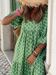 Bohemian Printed Stylish Maxi Dress InsStreet