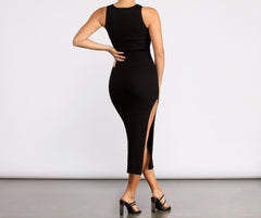 Double Take Stylish Ribbed Midi Dress InsStreet