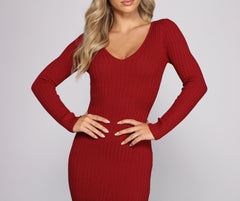 Trend Alert Ribbed Charming Knit Midi Dress InsStreet