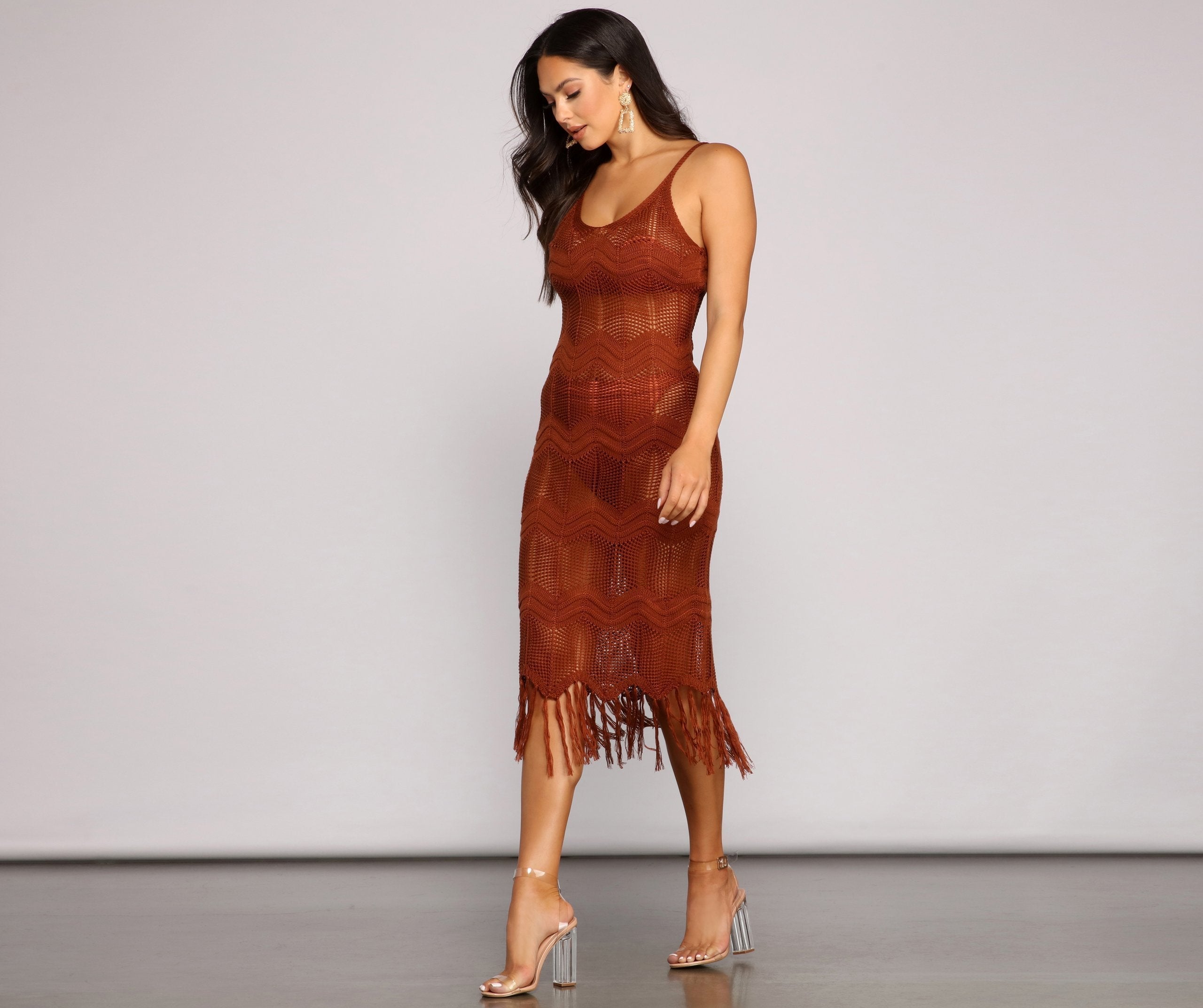 Boho-Chic Crochet Stylish Midi Dress InsStreet