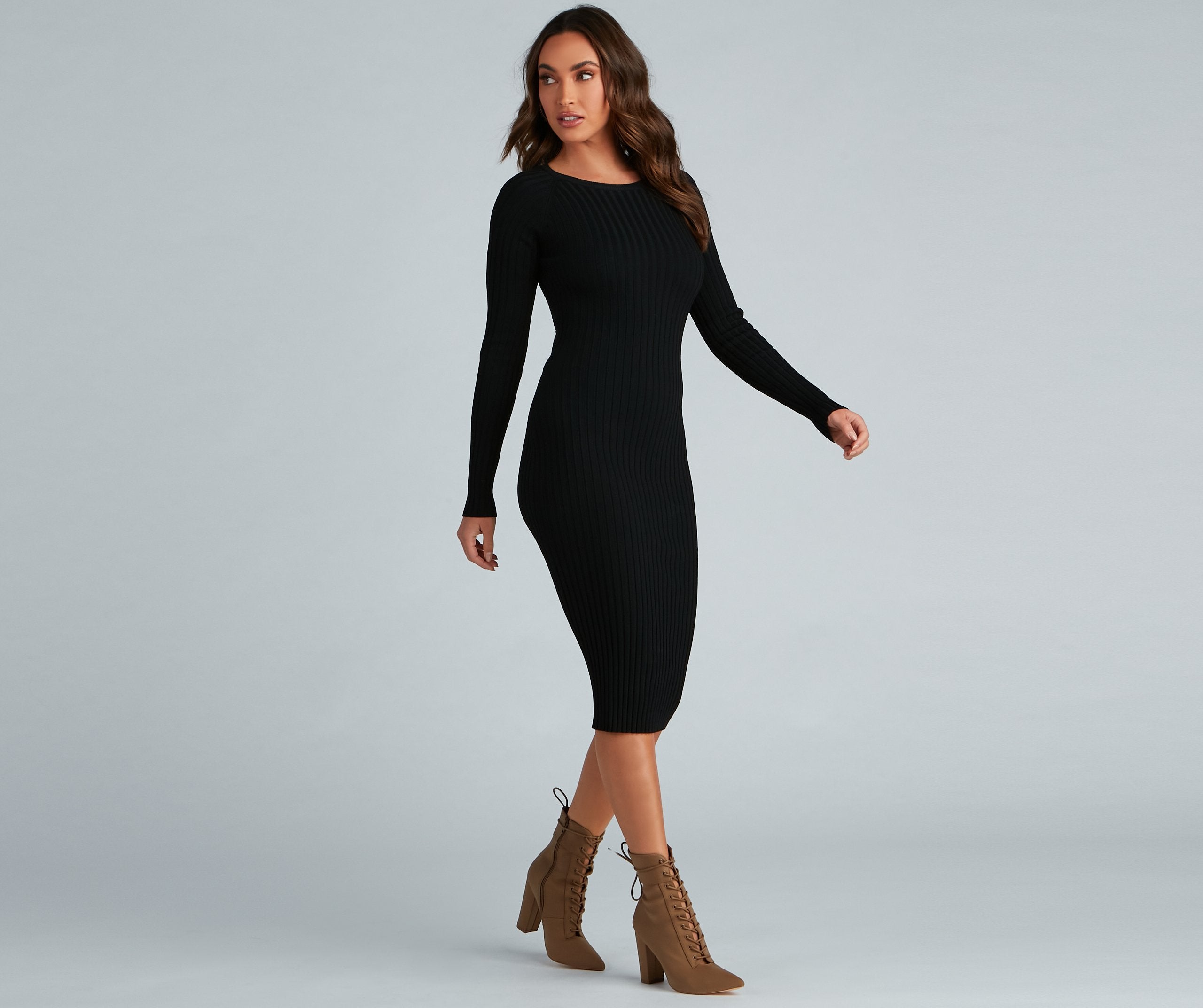 Chic Twist Long Charming Sleeve Midi Dress InsStreet