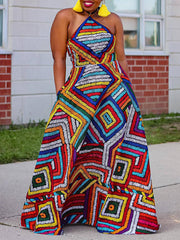 Printed Halter Maxi Dress Ins Street