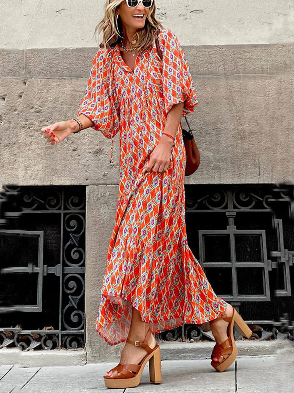 Bohemian Printed Stylish Maxi Dress InsStreet