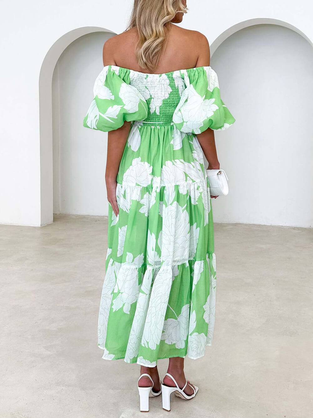 Unique Floral Print Patchwork Graceful Up Pleated Maxi Dress InsStreet