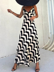 Unique Ethnic Print Charming Suspender Cut Maxi Dress InsStreet