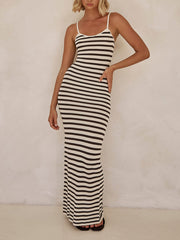 Unique Striped Patchwork Charming Knit Maxi Dress InsStreet