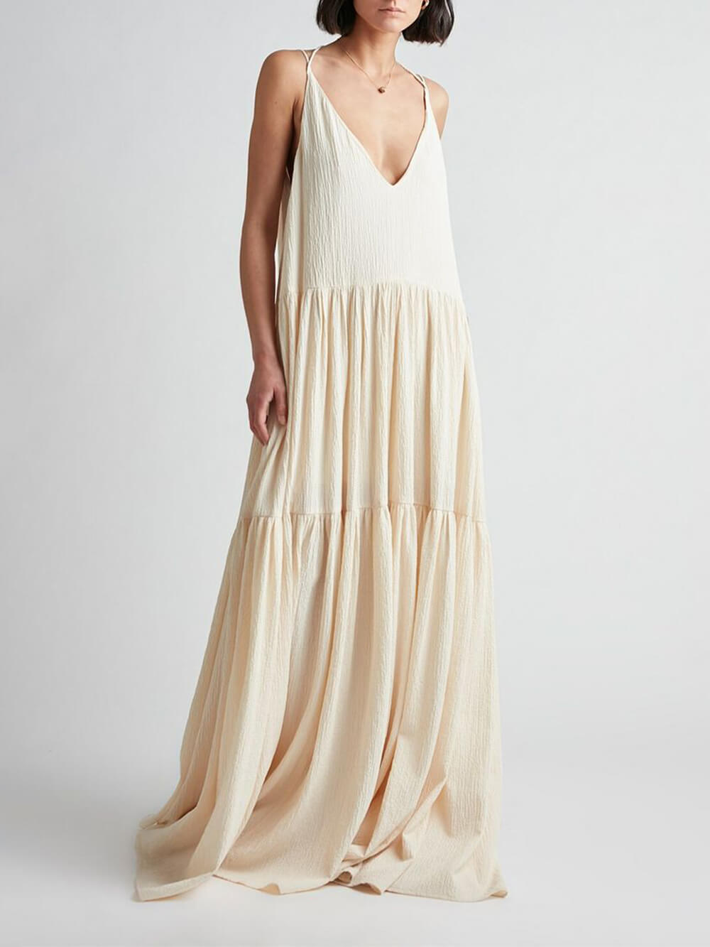 Elegant Resort Deep Charming V-Neckline Strappy Maxi Dress InsStreet