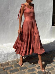 Off-The-Shoulder With Stylish Ruffled Midi Dress InsStreet