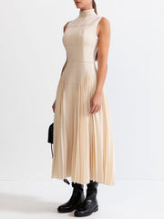 Unique Pleated Paneled Charming Sleeveless Midi Dress InsStreet