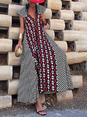 Ethnic Unique Print Ruffle Graceful Sleeve A-line Maxi Dress InsStreet