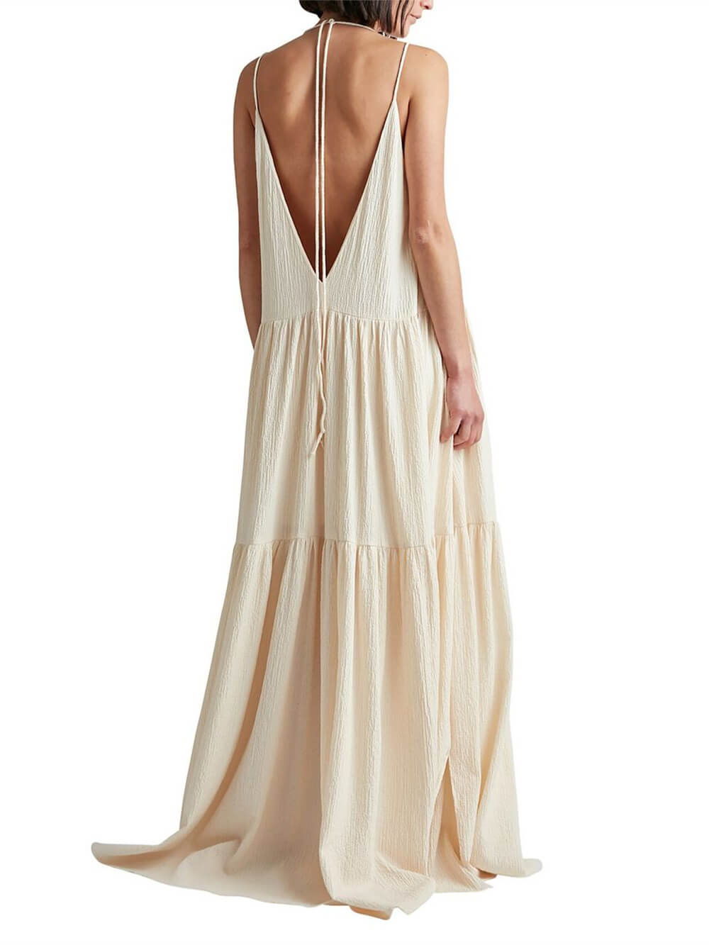 Elegant Resort Deep Charming V-Neckline Strappy Maxi Dress InsStreet