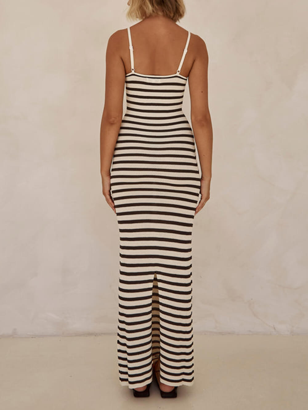 Unique Striped Patchwork Charming Knit Maxi Dress InsStreet