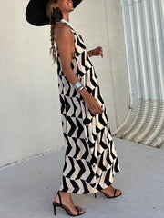 Unique Ethnic Print Lantern Graceful Cut Sunny Tank Maxi Dress InsStreet