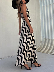 Unique Ethnic Print Charming Suspender Cut Maxi Dress InsStreet