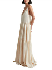 Elegant Resort Deep Charming V-Neckline Strappy Maxi Dress InsStreet