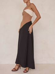 Asymmetrical Color-Blocked Stylish Maxi Dress InsStreet