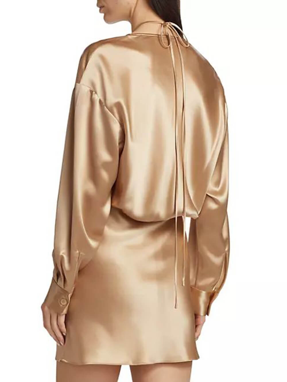 Delicate Strappy Deep V-Neck Graceful Tela Satin Mini Dress InsStreet