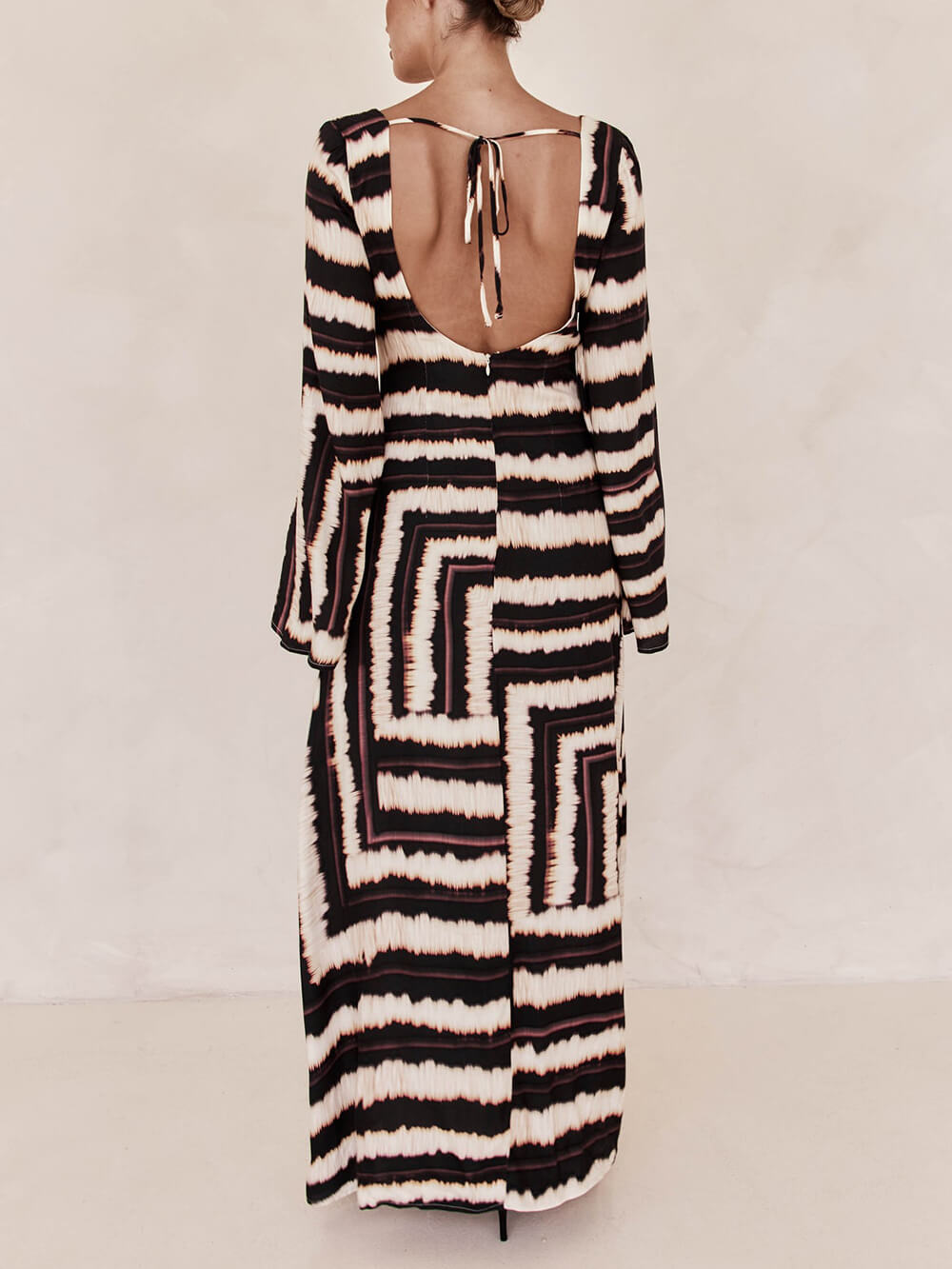 Bohemian Style Unique Printed Graceful V Tie Ring Maxi Dress InsStreet