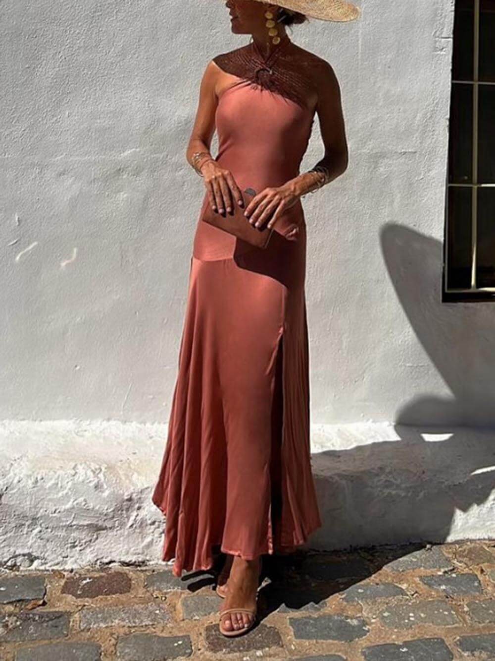 Halterneck Strapless Ring Charming Strap Irregular Dress InsStreet