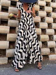 Fresh Unique Ethnic Print Graceful Ruffle Sleeve A-line Maxi Dress InsStreet