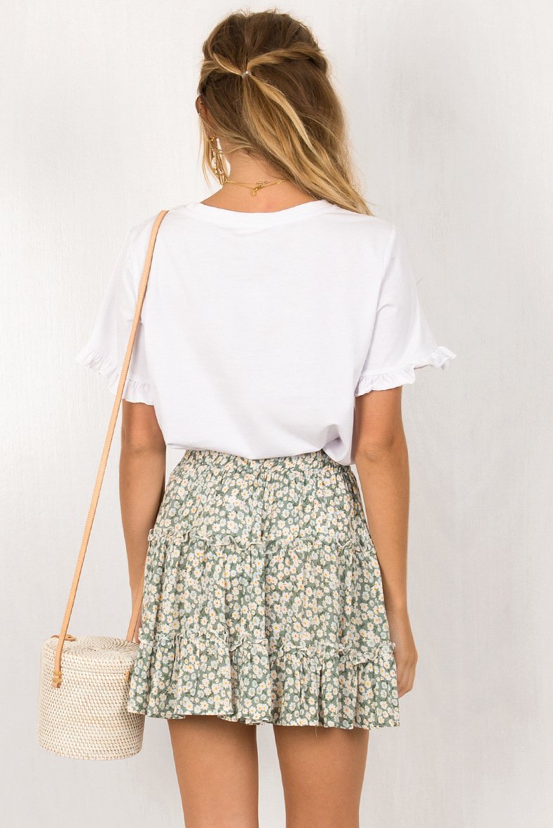 Mabry Floral Ruffle Mini Skort - Tan Ins Street