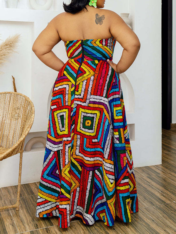 Printed Halter Maxi Dress Ins Street