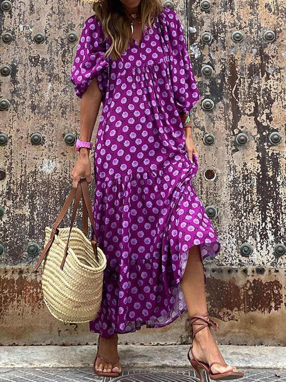 Bohemian Printed Stylish Maxi Dress InsStreet