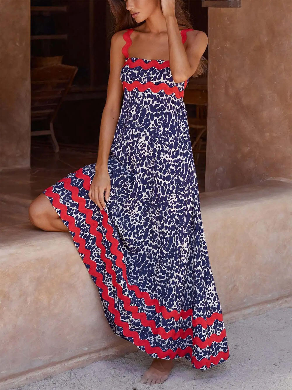 Suspender Print Stylish Maxi Dress InsStreet